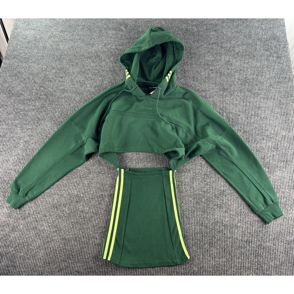 Adidas Ivy Park Hoodie Skirt Set Women XS Green Cropped Athleisure Streetwear